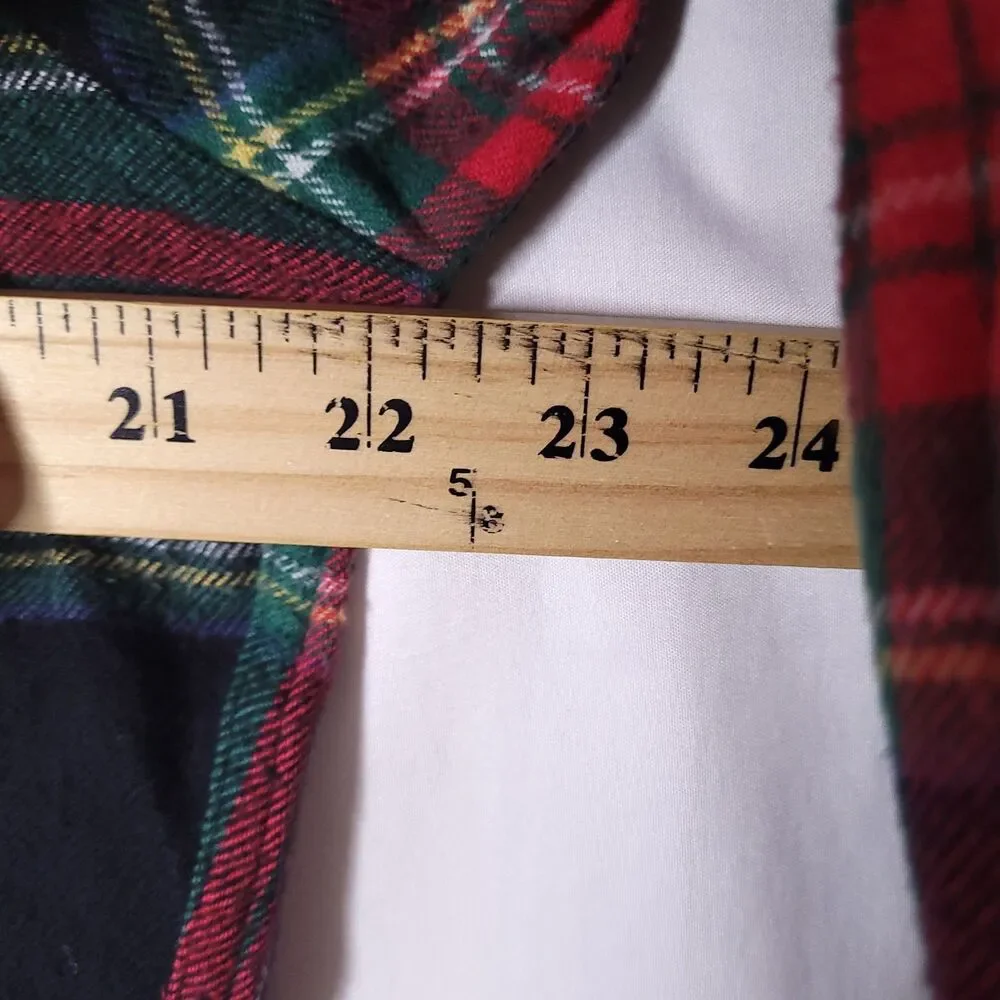 J Crew Flannel Shirt Mens Medium Plaid Red, Green Mid Weight Double Brushed